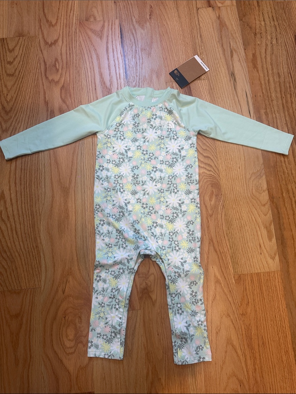 The North Face Kids Floral Pajama One-Piece in Mint and Pastel